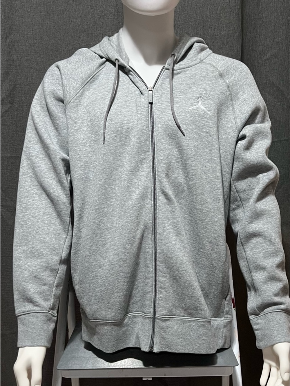 Jordan Grey Zip-Up Hoodie with Embroidered Jumpman